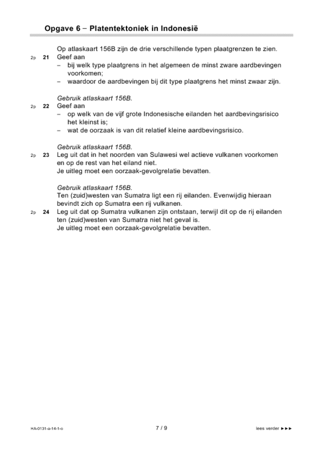 Opgaven examen HAVO aardrijkskunde 2014, tijdvak 1. Pagina 7