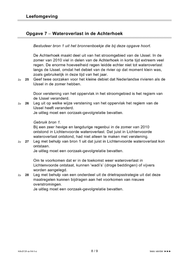 Opgaven examen HAVO aardrijkskunde 2014, tijdvak 1. Pagina 8