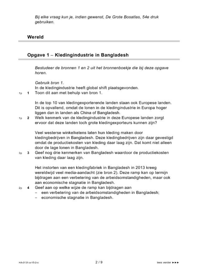 Opgaven examen HAVO aardrijkskunde 2015, tijdvak 2. Pagina 2
