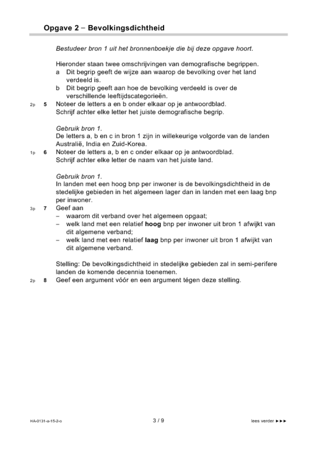 Opgaven examen HAVO aardrijkskunde 2015, tijdvak 2. Pagina 3