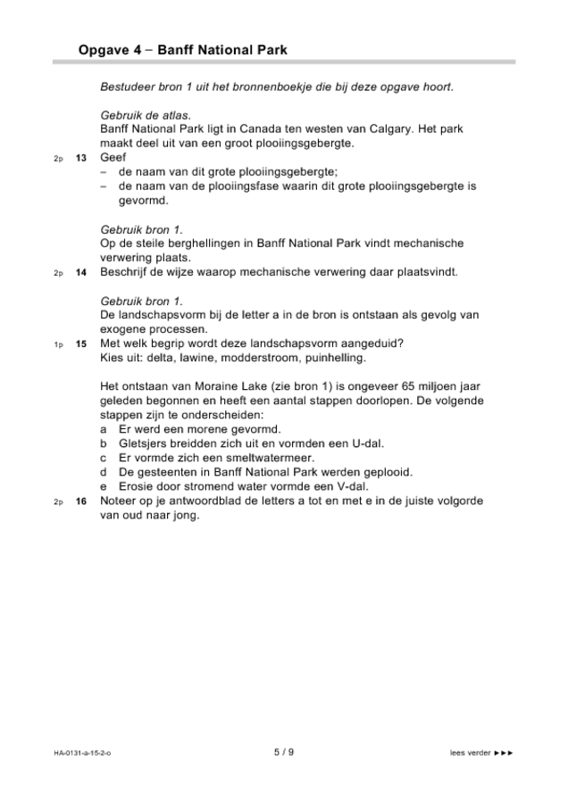 Opgaven examen HAVO aardrijkskunde 2015, tijdvak 2. Pagina 5