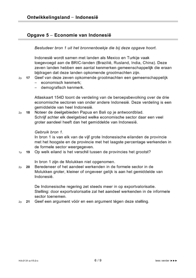Opgaven examen HAVO aardrijkskunde 2015, tijdvak 2. Pagina 6