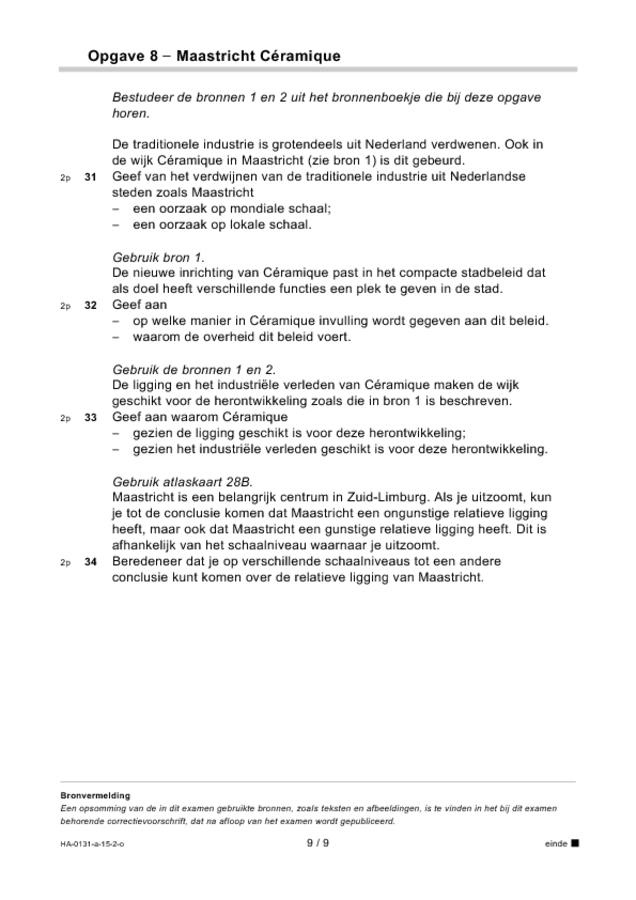 Opgaven examen HAVO aardrijkskunde 2015, tijdvak 2. Pagina 9