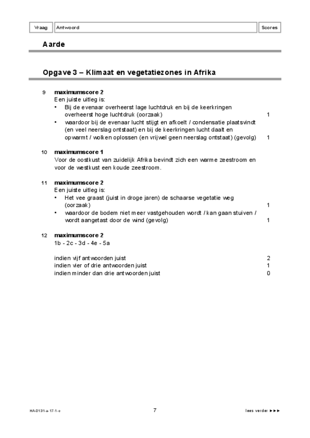Correctievoorschrift examen HAVO aardrijkskunde 2017, tijdvak 1. Pagina 7