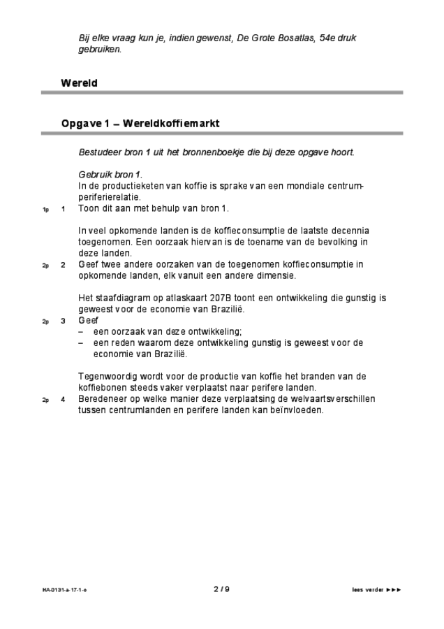 Opgaven examen HAVO aardrijkskunde 2017, tijdvak 1. Pagina 2