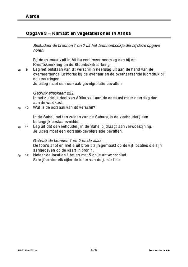 Opgaven examen HAVO aardrijkskunde 2017, tijdvak 1. Pagina 4