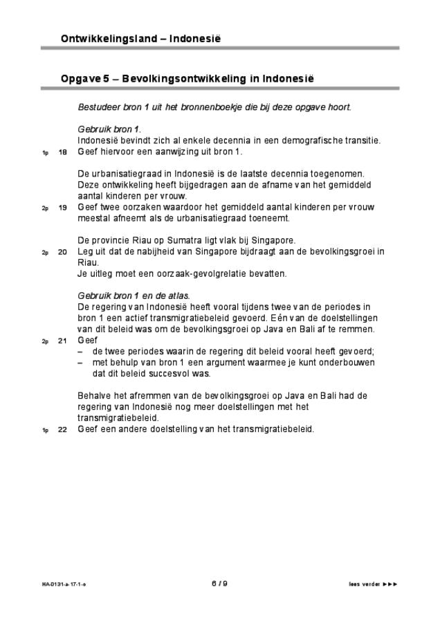 Opgaven examen HAVO aardrijkskunde 2017, tijdvak 1. Pagina 6