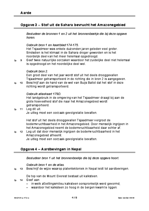 Opgaven examen HAVO aardrijkskunde 2017, tijdvak 2. Pagina 4