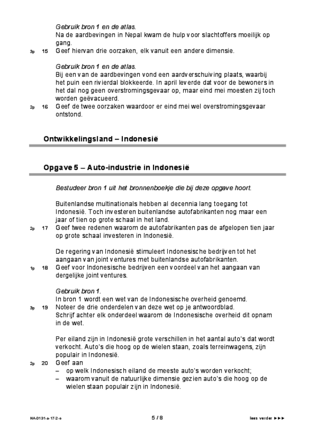 Opgaven examen HAVO aardrijkskunde 2017, tijdvak 2. Pagina 5