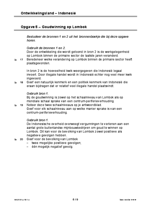 Opgaven examen HAVO aardrijkskunde 2018, tijdvak 1. Pagina 6