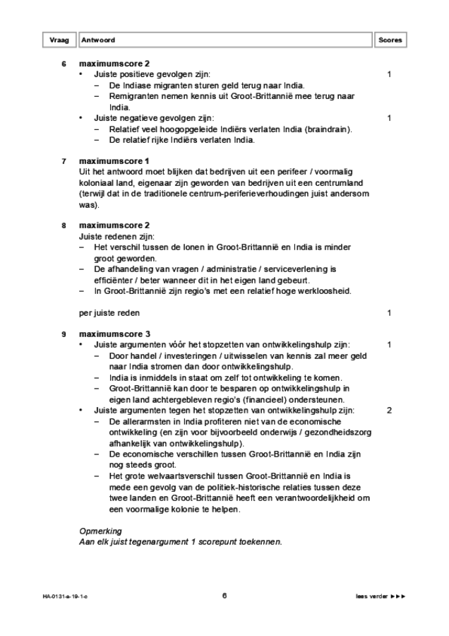 Correctievoorschrift examen HAVO aardrijkskunde 2019, tijdvak 1. Pagina 6