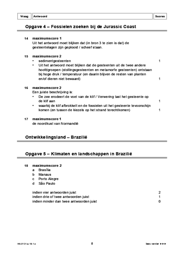 Correctievoorschrift examen HAVO aardrijkskunde 2019, tijdvak 1. Pagina 8