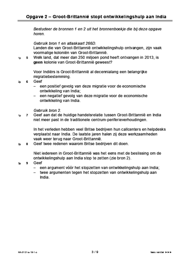 Opgaven examen HAVO aardrijkskunde 2019, tijdvak 1. Pagina 3