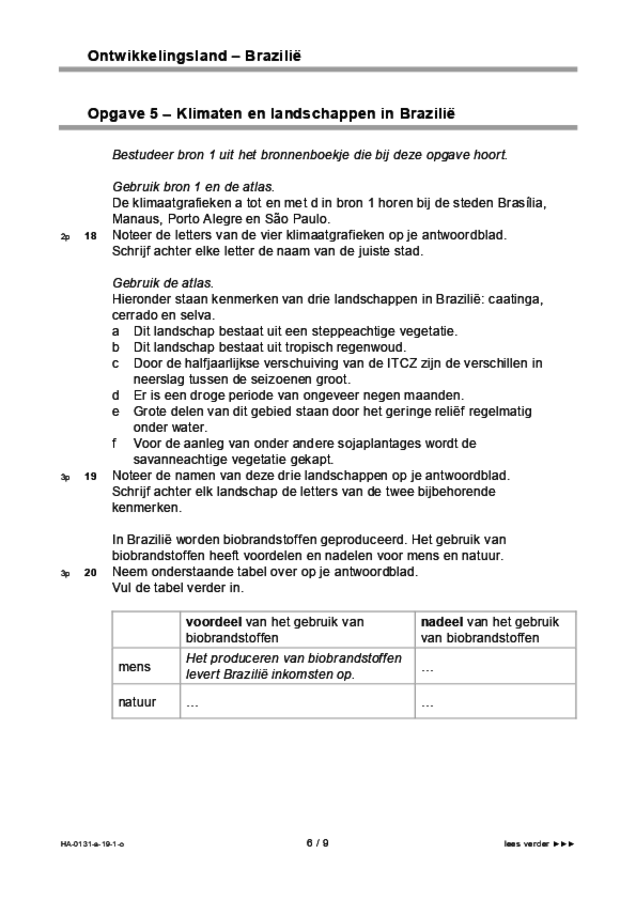 Opgaven examen HAVO aardrijkskunde 2019, tijdvak 1. Pagina 6