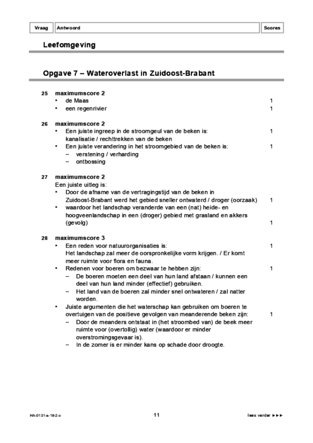 Correctievoorschrift examen HAVO aardrijkskunde 2019, tijdvak 2. Pagina 11