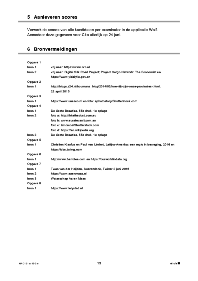 Correctievoorschrift examen HAVO aardrijkskunde 2019, tijdvak 2. Pagina 13