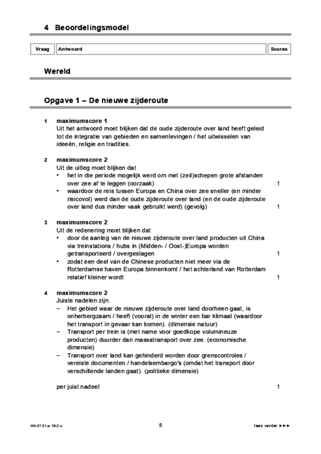 Correctievoorschrift examen HAVO aardrijkskunde 2019, tijdvak 2. Pagina 5