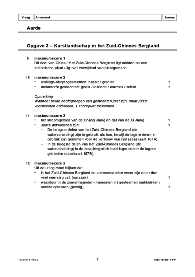 Correctievoorschrift examen HAVO aardrijkskunde 2019, tijdvak 2. Pagina 7