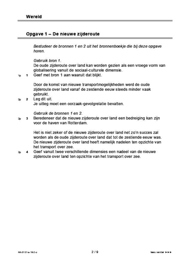 Opgaven examen HAVO aardrijkskunde 2019, tijdvak 2. Pagina 2