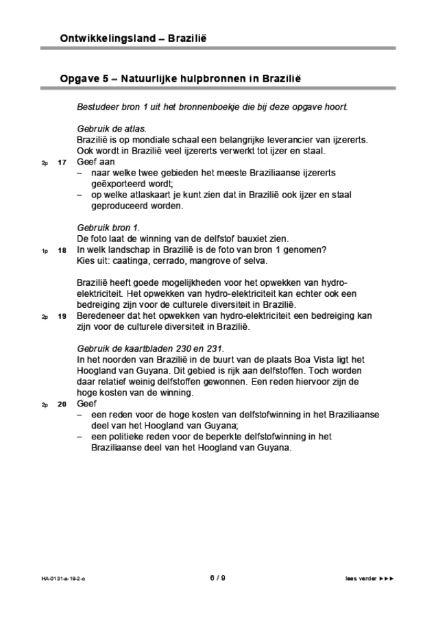 Opgaven examen HAVO aardrijkskunde 2019, tijdvak 2. Pagina 6