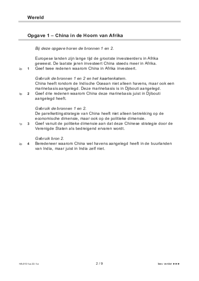 Opgaven examen HAVO aardrijkskunde 2022, tijdvak 1. Pagina 2