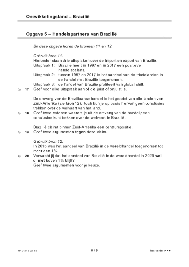 Opgaven examen HAVO aardrijkskunde 2022, tijdvak 1. Pagina 6