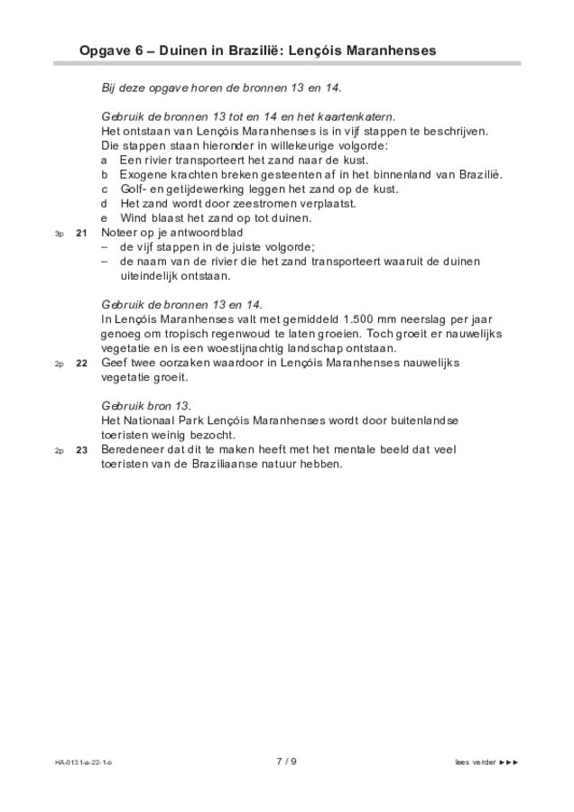 Opgaven examen HAVO aardrijkskunde 2022, tijdvak 1. Pagina 7