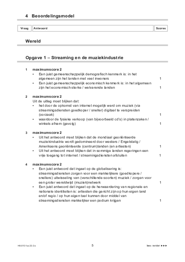 Correctievoorschrift examen HAVO aardrijkskunde 2022, tijdvak 2. Pagina 5