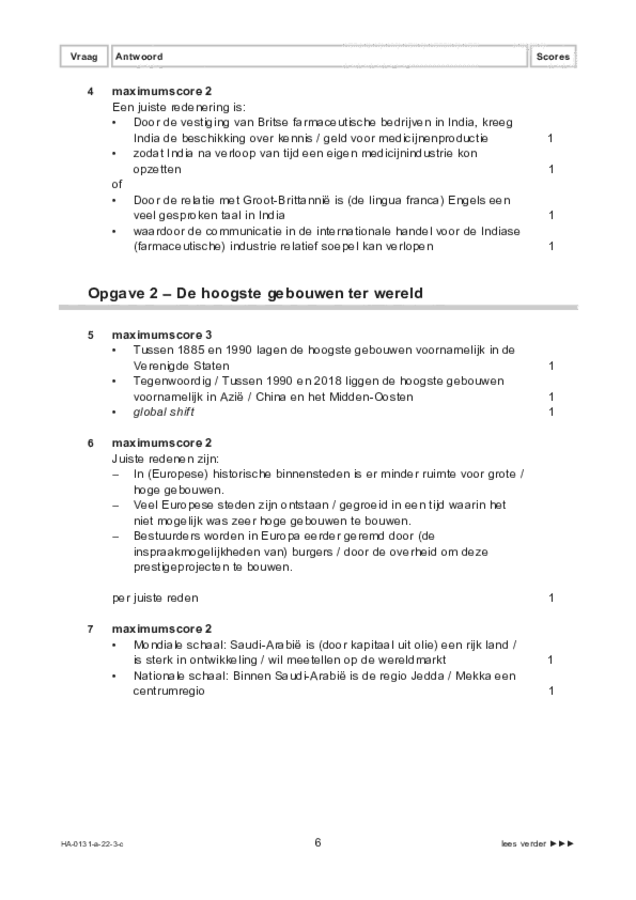 Correctievoorschrift examen HAVO aardrijkskunde 2022, tijdvak 3. Pagina 6