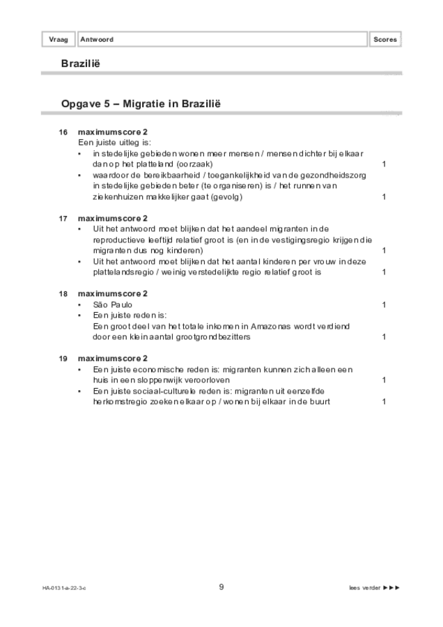 Correctievoorschrift examen HAVO aardrijkskunde 2022, tijdvak 3. Pagina 9