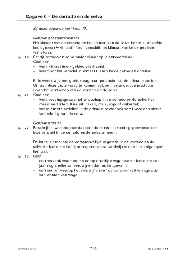 Opgaven examen HAVO aardrijkskunde 2022, tijdvak 3. Pagina 7