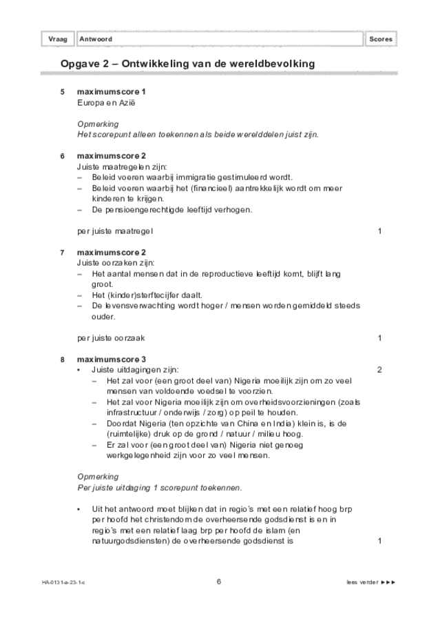 Correctievoorschrift examen HAVO aardrijkskunde 2023, tijdvak 1. Pagina 6