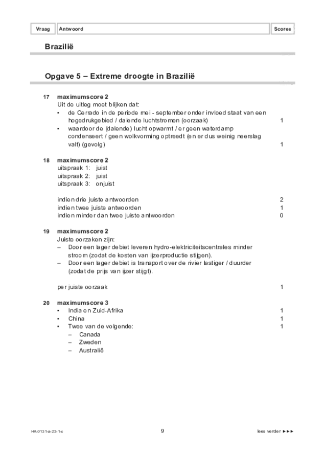 Correctievoorschrift examen HAVO aardrijkskunde 2023, tijdvak 1. Pagina 9