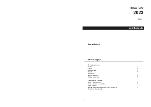 Kleurbijlage examen HAVO aardrijkskunde 2023, tijdvak 1. Pagina 1