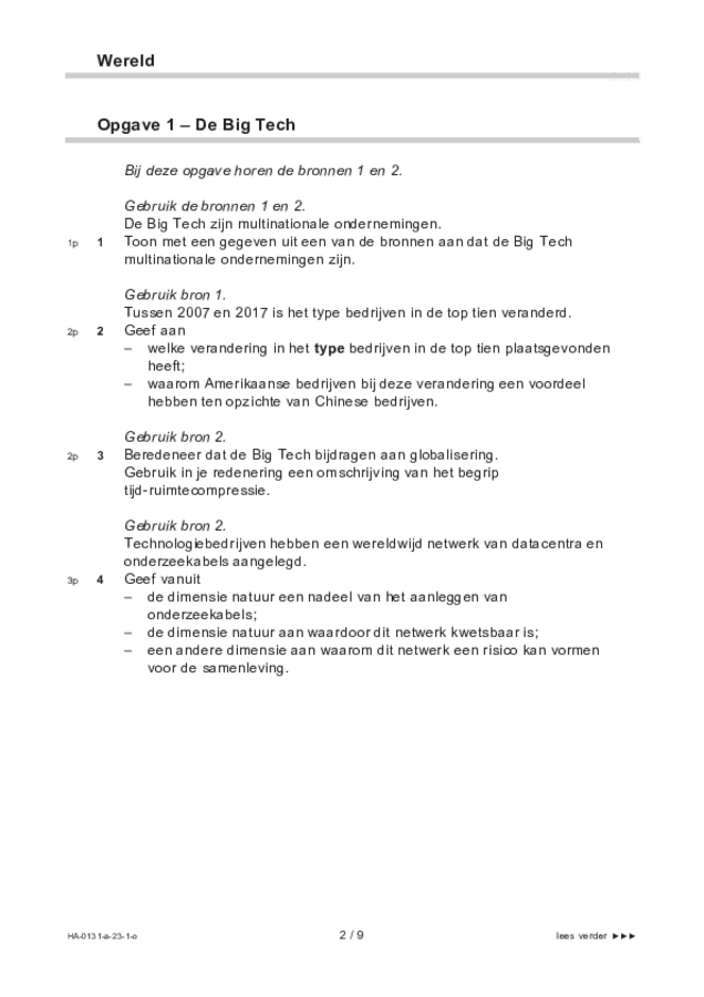Opgaven examen HAVO aardrijkskunde 2023, tijdvak 1. Pagina 2