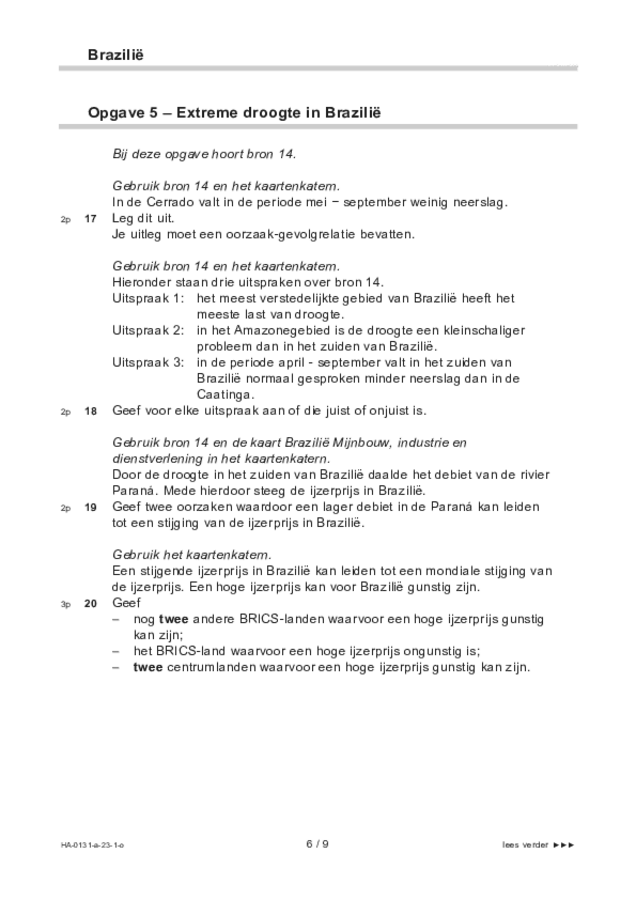 Opgaven examen HAVO aardrijkskunde 2023, tijdvak 1. Pagina 6
