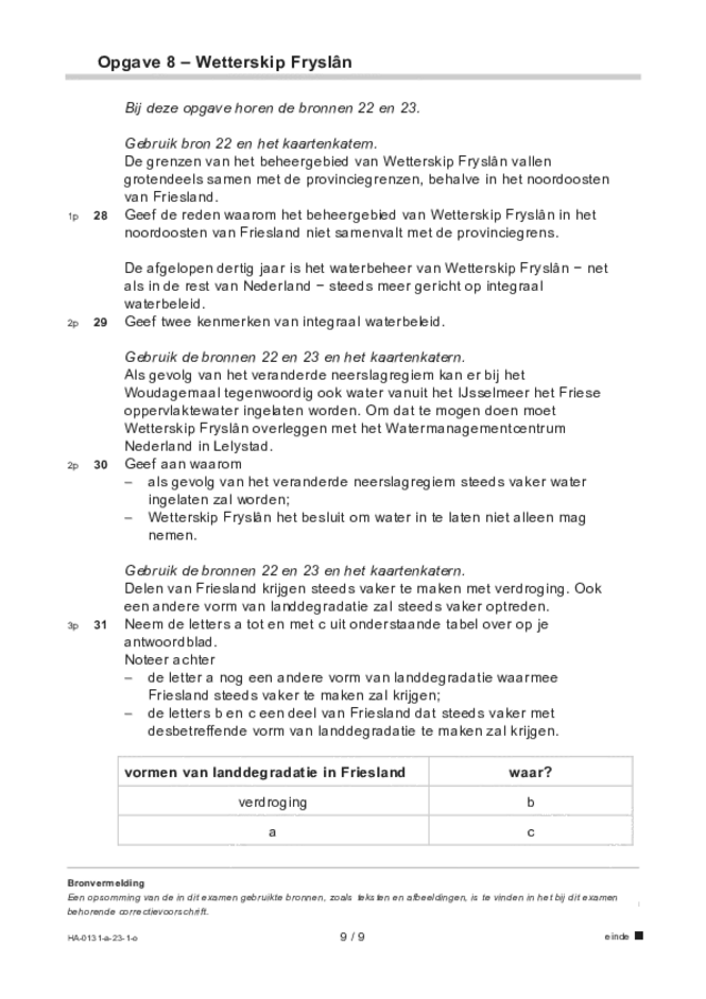 Opgaven examen HAVO aardrijkskunde 2023, tijdvak 1. Pagina 9