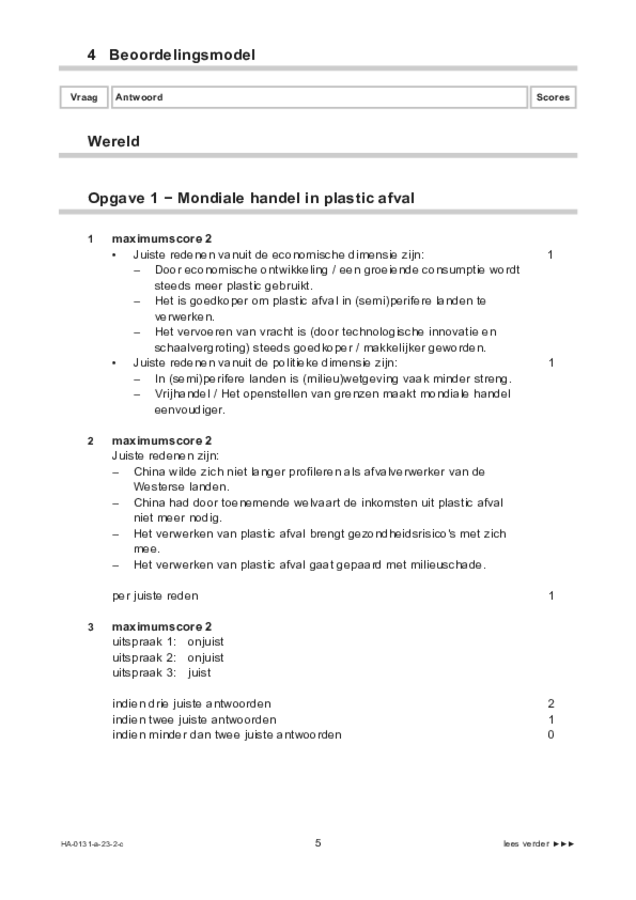 Correctievoorschrift examen HAVO aardrijkskunde 2023, tijdvak 2. Pagina 5