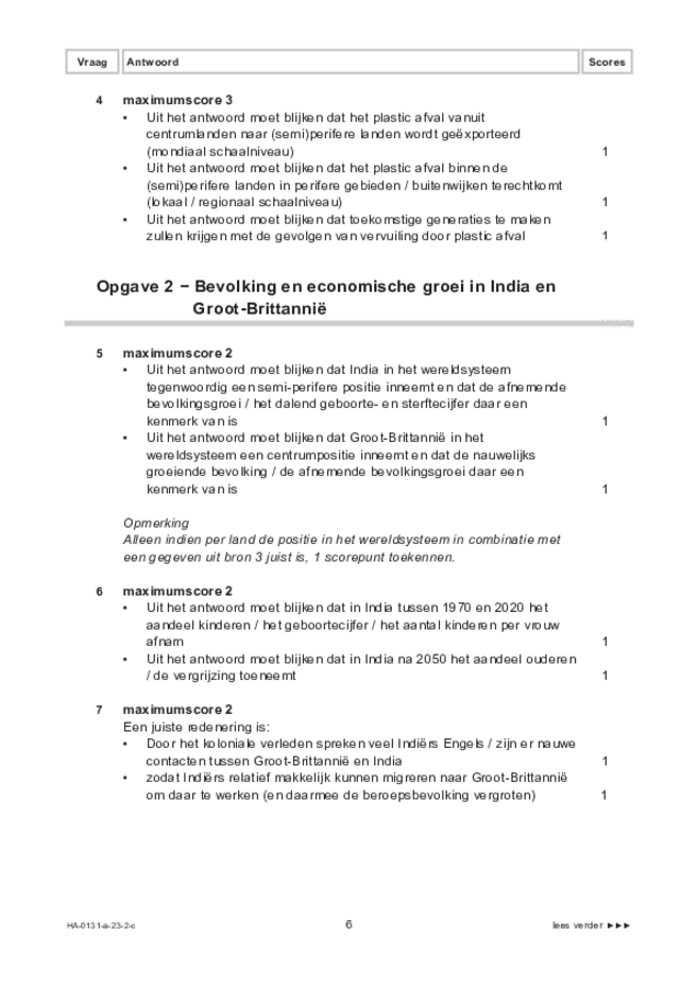 Correctievoorschrift examen HAVO aardrijkskunde 2023, tijdvak 2. Pagina 6