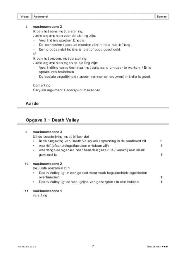 Correctievoorschrift examen HAVO aardrijkskunde 2023, tijdvak 2. Pagina 7
