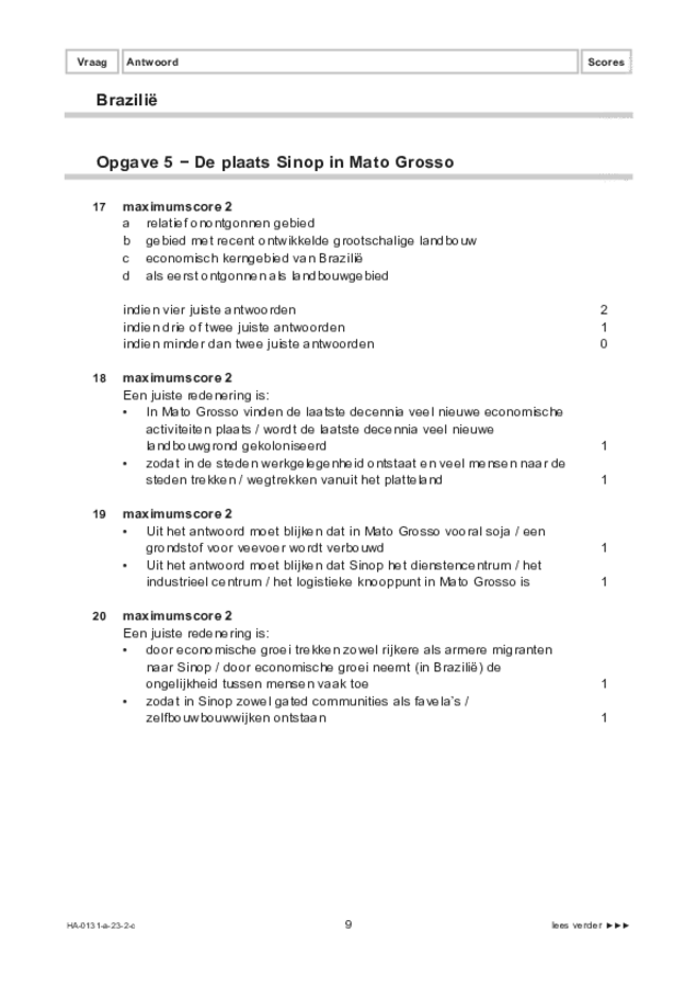 Correctievoorschrift examen HAVO aardrijkskunde 2023, tijdvak 2. Pagina 9