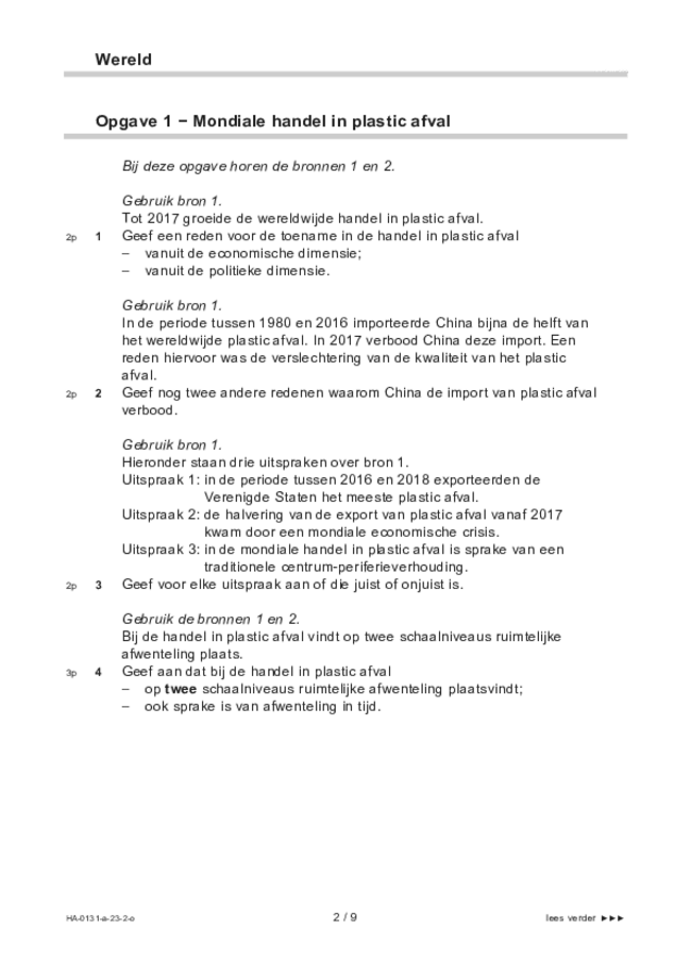 Opgaven examen HAVO aardrijkskunde 2023, tijdvak 2. Pagina 2