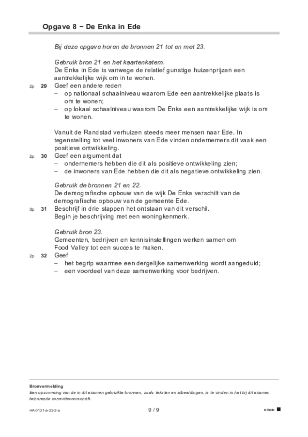 Opgaven examen HAVO aardrijkskunde 2023, tijdvak 2. Pagina 9