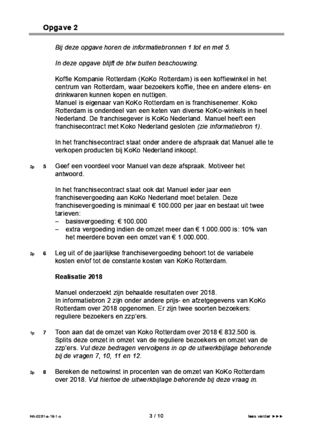 Opgaven examen HAVO management & organisatie 2019, tijdvak 1. Pagina 3