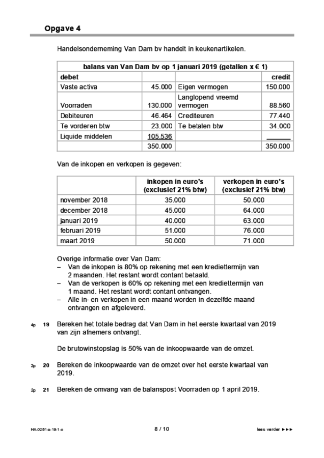 Opgaven examen HAVO management & organisatie 2019, tijdvak 1. Pagina 8