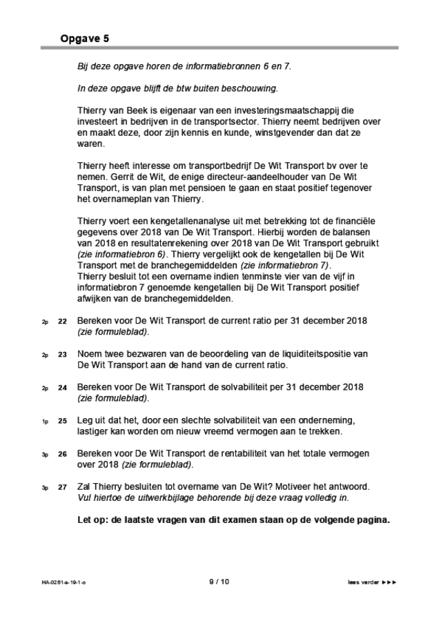 Opgaven examen HAVO management & organisatie 2019, tijdvak 1. Pagina 9