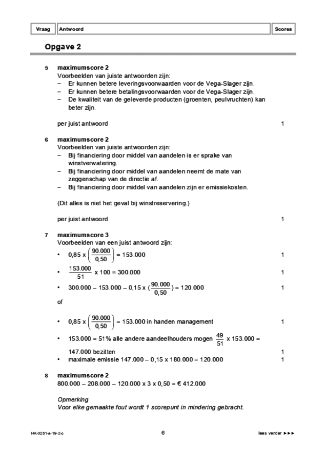 Correctievoorschrift examen HAVO management & organisatie 2019, tijdvak 2. Pagina 6