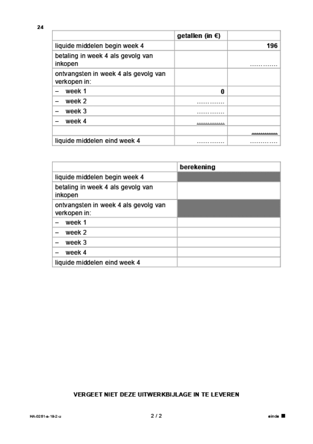 Uitwerkbijlage examen HAVO management & organisatie 2019, tijdvak 2. Pagina 2