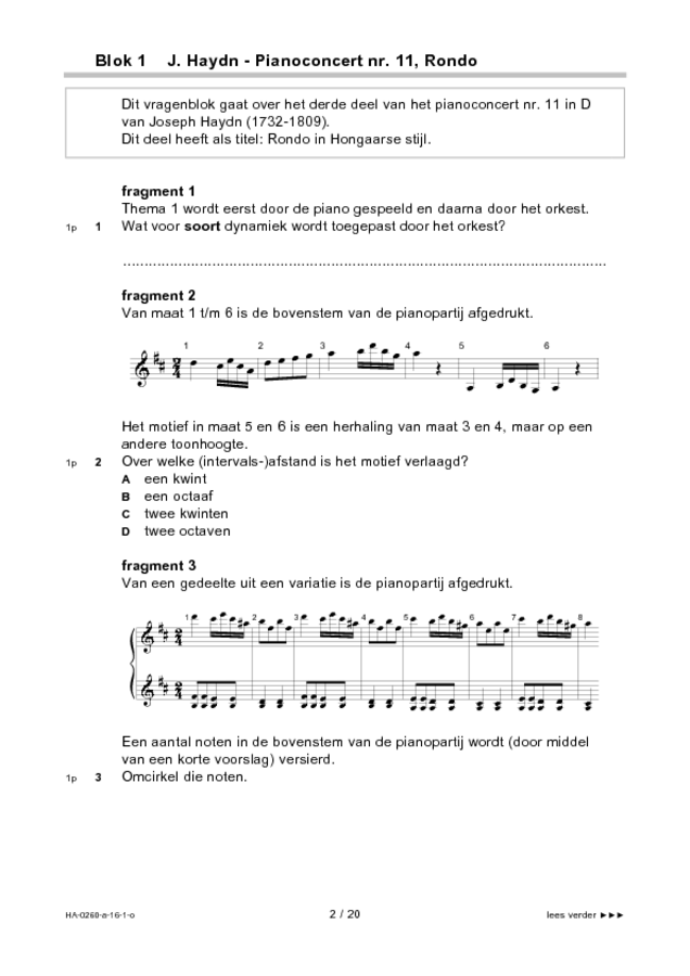 Opgaven examen HAVO muziek 2016, tijdvak 1. Pagina 2