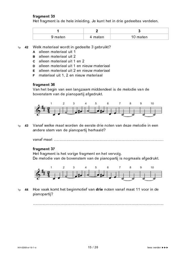 Opgaven examen HAVO muziek 2016, tijdvak 1. Pagina 15